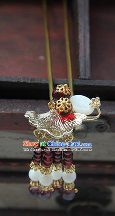 Traditional Handmade Chinese Ancient Princess Classical Hanfu Accessories Jewellery Glass Brass Hair Sticks Hair Step Shake, Tassel Hair Fascinators Hairpins for Women