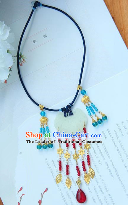 Traditional Handmade Chinese Ancient Princess Classical Hanfu Accessories Jewellery Jade Necklace for Women
