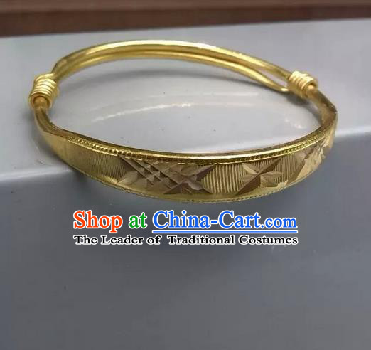 Traditional Chinese Miao Nationality Crafts Jewelry Accessory Bangle, Hmong Handmade Miao Fine Bopper Bracelet, Miao Ethnic Minority Bracelet Accessories for Women