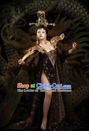 Traditional Ancient Chinese Imperial Emperess Costume and Armour, Chinese Tang Dynasty Sexy Kimono Dress, Cosplay Chinese Imperial Consort Clothing for Women
