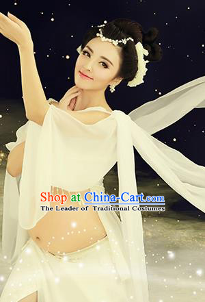 Traditional Ancient Chinese Dunhuang Flying Fairy Costume, Chinese Tang Dynasty Dance Ribbon Dress, Cosplay Chinese Peri Imperial Empress Clothing for Pregnant Women