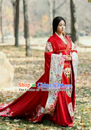 Traditional Ancient Chinese Imperial Emperess Costume, Chinese Han Dynasty Consort Wedding Dress, Cosplay Chinese Princess Consort Clothing White Hanfu for Women