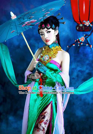Traditional Ancient Chinese Peking Opera Imperial Consort Costume, Chinese Han Dynasty Peking Opera Lady Dress, Cosplay Chinese Imperial Concubine Clothing Hanfu for Women