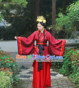 Traditional Ancient Chinese Imperial Emperess Cotton Costume, Chinese Han Dynasty Wedding Dress, Cosplay Chinese Peri Concubine Embroidered Hanfu Clothing for Women