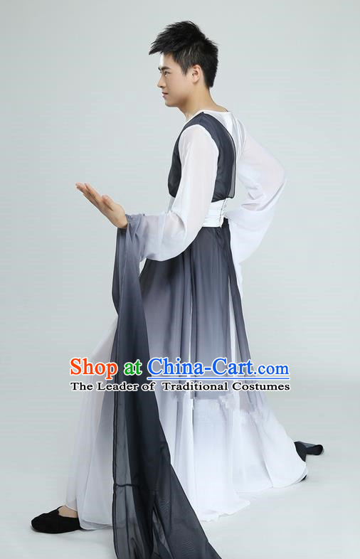 Traditional Chinese Ancient Water Sleeve Costume, Folk Dance Kung fu Performance Uniforms, Classic Dance Martial Art Elegant Clothing for Men