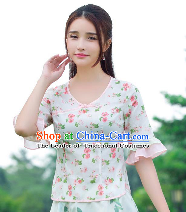 Traditional Ancient Chinese National Costume, Elegant Hanfu Shirt, China Tang Suit Mandarin Sleeve Blouse Cheongsam Qipao Shirts Clothing for Women