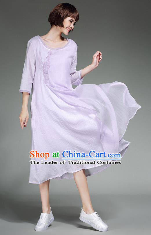 Traditional Ancient Chinese Costume, Elegant Hanfu Clothing Purple Dress, China Tang Suit Long Dress for Women