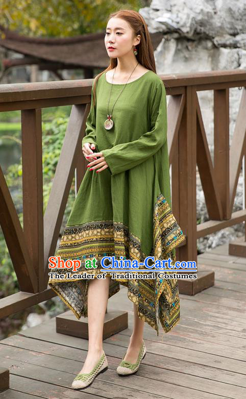 Traditional Ancient Chinese National Costume, Elegant Hanfu Big Swing Green Dress, China Tang Suit National Minority Chirpaur Elegant Dress Clothing for Women
