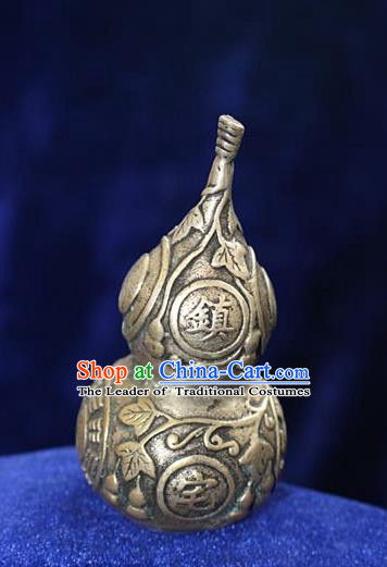 Traditional Chinese Miao Nationality Crafts Decoration Accessory Bronze Cucurbit, Hmong Handmade Chinese Fengshui Gourd Ornaments, Miao Ethnic Minority Exorcise Evil Calabash