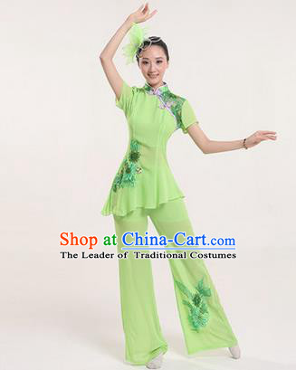 Traditional Chinese Yangge Fan Dancing Costume, Folk Dance Yangko Costume Drum Dance Clothing for Women