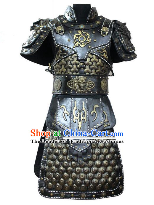 Traditional Chinese Ancient Peking Opera Armour Costume Complete Set, Tang Dynasty General Soldiers Armor Clothing for Men
