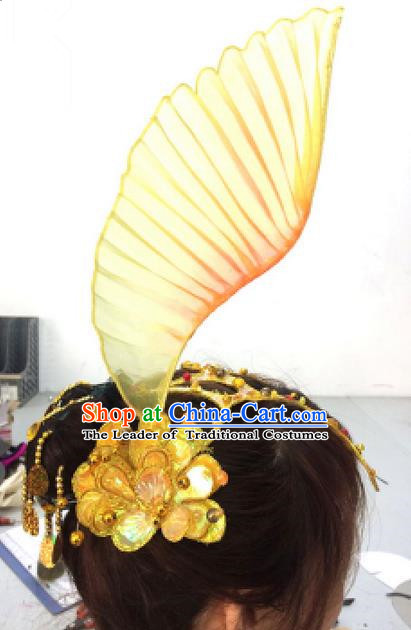 Traditional Ancient Chinese Classical Fish Dance Hair Accessories Props, Folk Yangko Dance Headwear Classical Dance Hair Ornaments for Women