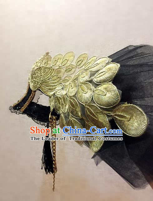Top Grade Halloween Peacock Feather Golden Mask for Girls Kids