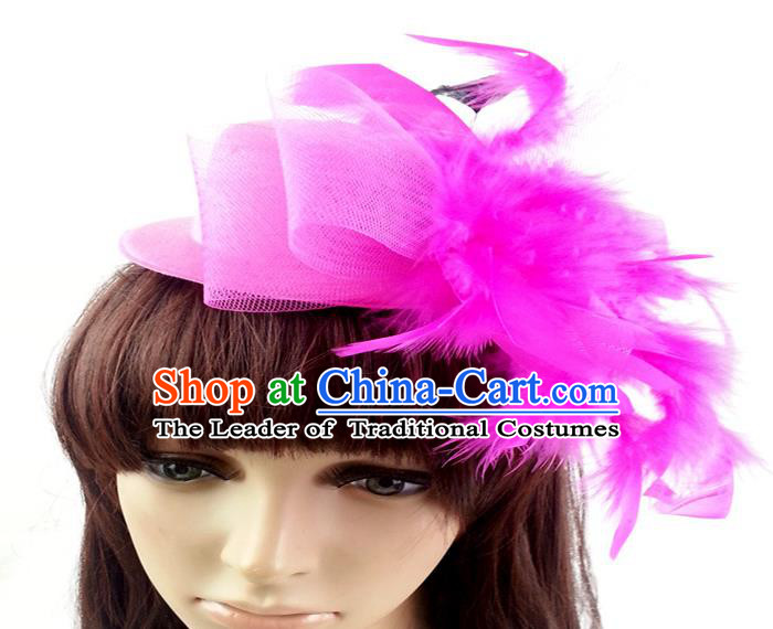 Top Grade Handmade Classical Hair Accessories Bobby Pin, Children Pink Feathers Hairpins Hair Clasp for Kids Girls