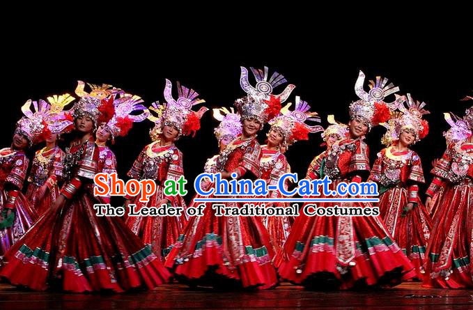 Traditional Chinese Yangge Fan Dancing Costume and Accessories