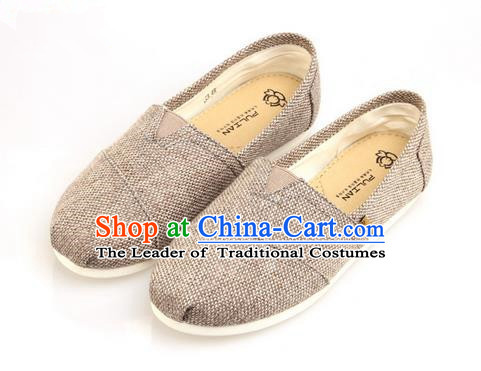 Top Grade Kung Fu Martial Arts Shoes Pulian Zen Shoes, Chinese Traditional Tai Chi Linen Off-white Shoes Monk Shoe for Women for Men