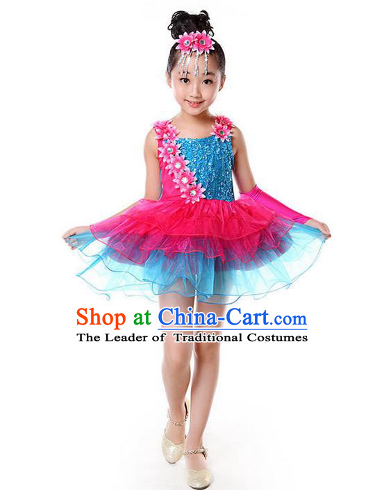 Top Grade Professional Performance Catwalks Costume, Children Full Dress Modern Dance Little Princess Bubble Dress for Girls Kids