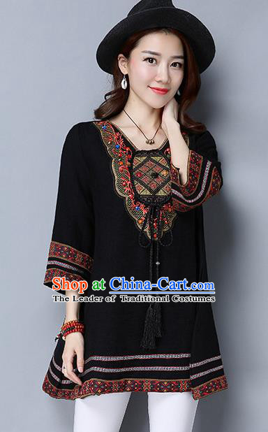 Traditional Ancient Chinese National Costume, Elegant Hanfu Mandarin Sleeve Black Dress, China Tang Suit National Minority Upper Outer Garment Elegant Dress Clothing for Women