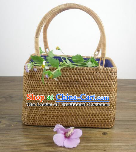 Top Asian Vietnamese Traditional Rattan Plaited Articles Handbag, Vietnam Rattan Plaited Bag for Women