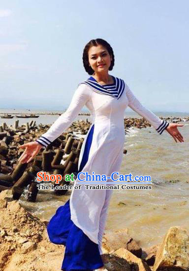 Traditional Top Grade Asian Vietnamese Costumes Classical Cheongsam, Vietnam National Vietnamese Young Lady Ao Dai Dress