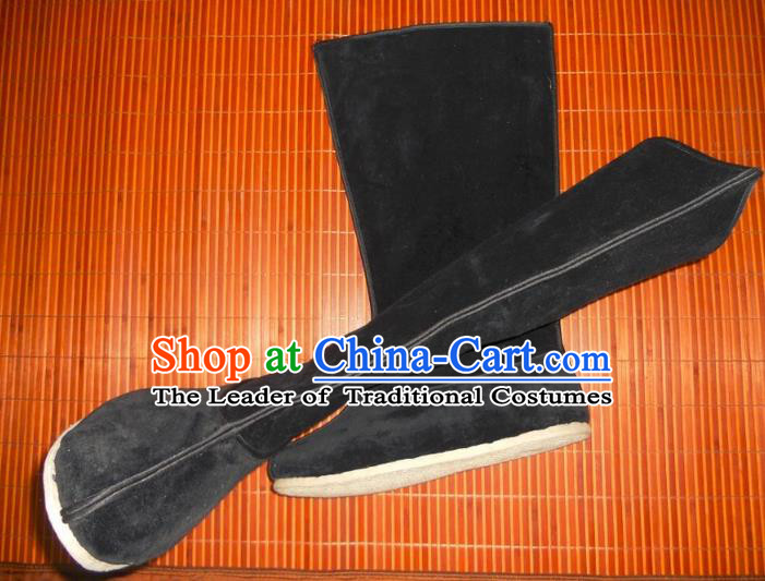 Traditional Chinese Peking Opera Shoes, China Ancient Officer Handmade Boots, Chinese Qing Dynasty Minister Velveteen Boots for Men