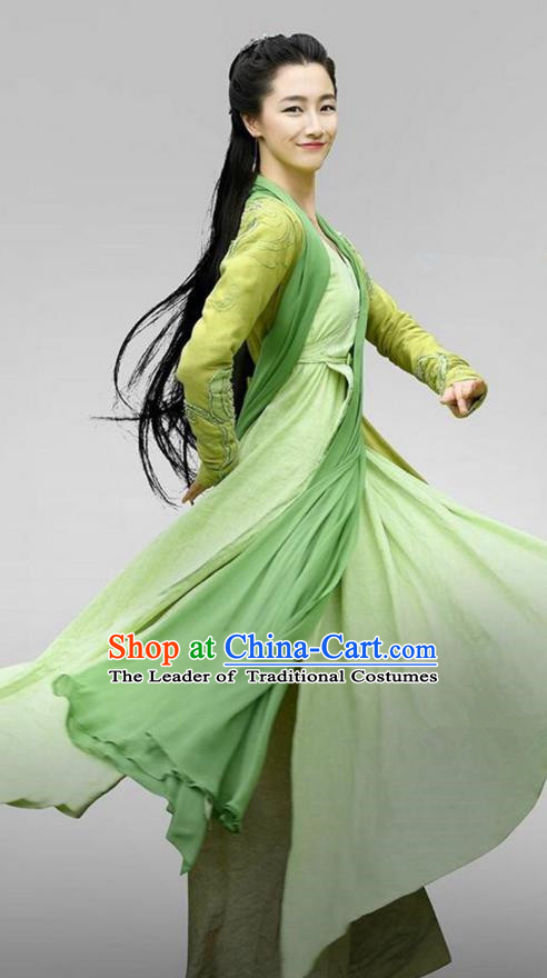 Chinese Ancient Tang Dynasty Swordsman Costume, Traditional Chinese Ancient Peri Swordswoman Heroine Costume and Headpiece Complete Set for Women