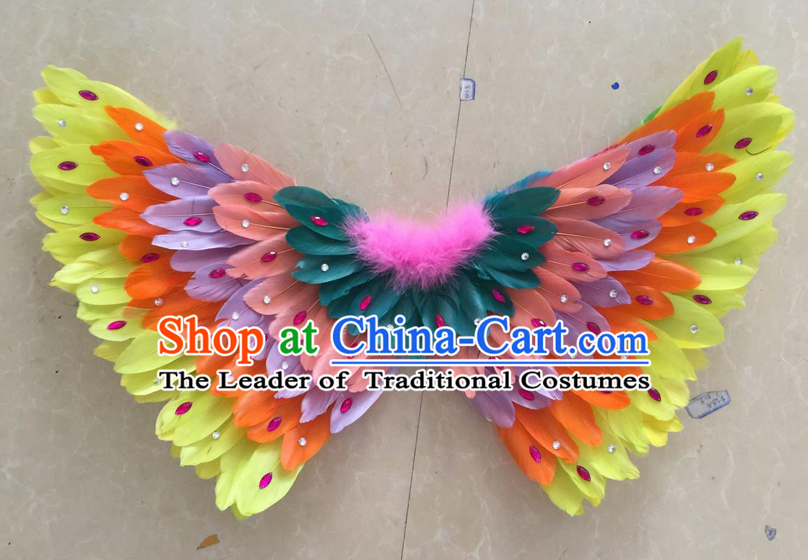 Top Grade Professional Stage Show Halloween Props Feather Wings, Brazilian Rio Carnival Parade Samba Dance Modern Fancywork Butterfly Backplane for Kids