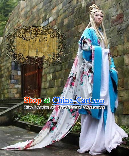 Top Grade Traditional China Ancient Cosplay Swordswoman Costumes, China Ancient Young Lady Princess Elegant Hanfu Green Dress for Women