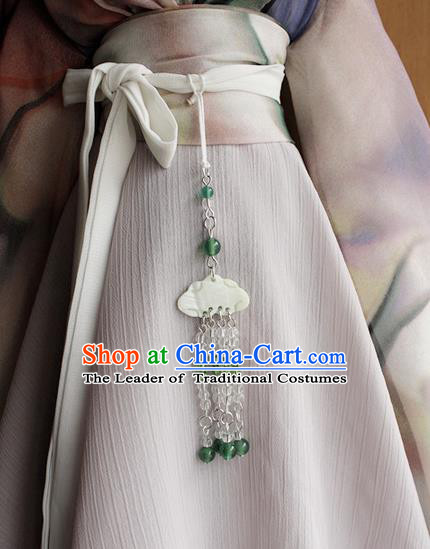 Top Grade Traditional China Ancient Palace Lady Beads Jade Accessories Pendant, China Ancient Swordsman Tassel Waist Pendant