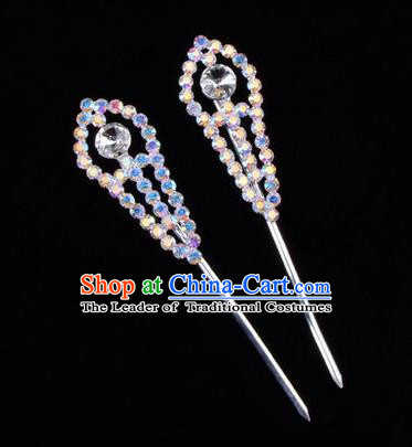 Chinese Ancient Peking Opera Head Accessories Young Lady Diva Colorful Crystal Headwear Hairpins, Traditional Chinese Beijing Opera Hua Tan Head-ornaments