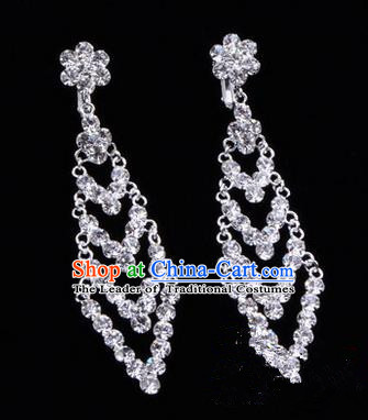 Chinese Ancient Peking Opera Head Accessories Young Lady Diva Crystal Earrings, Traditional Chinese Beijing Opera Hua Tan Eardrop