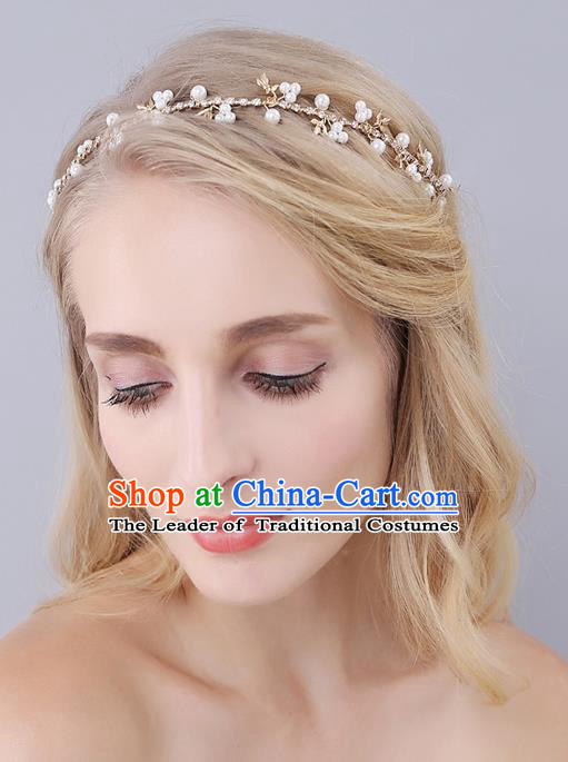 Top Grade Handmade Wedding Bride Hair Accessories Headwear Pearl Hair Clasp, Traditional Princess Baroque Headpiece for Women