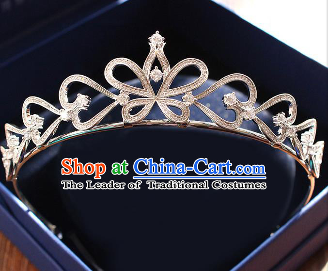 Top Grade Handmade Wedding Hair Accessories Bride Luxury Crystal Butterfly Crown, Traditional Baroque Princess Royal Crown Wedding Headwear for Women