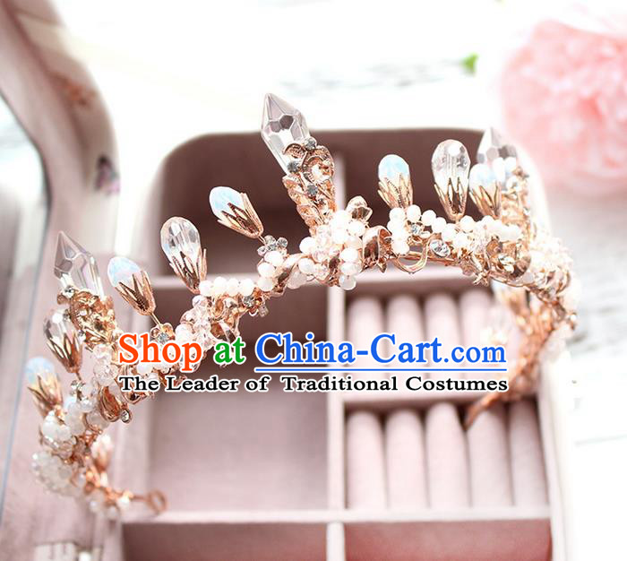 Top Grade Handmade Wedding Bride Hair Accessories Luxury Queen Crystal Crown, Traditional Baroque Princess Royal Crown Wedding Headwear for Women