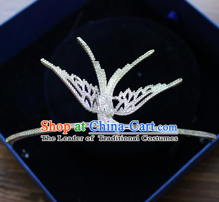 Top Grade Handmade Wedding Hair Accessories Bride Luxury Zircon Pigeon Crown, Traditional Baroque Crystal Queen Royal Crown Wedding Headwear for Women