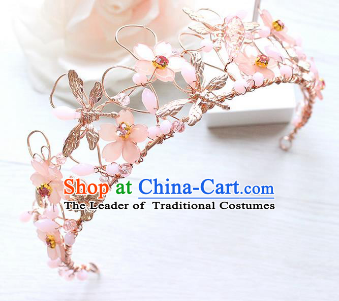 Top Grade Handmade Wedding Hair Accessories Bride Luxury Pink Crystal Crown, Traditional Baroque Queen Royal Crown Wedding Headwear for Women