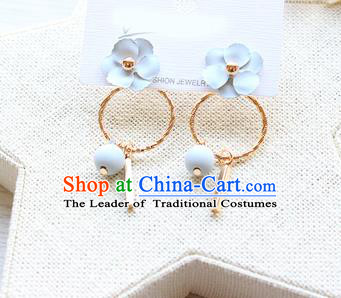 Top Grade Handmade China Wedding Bride Accessories Pearl Earrings, Traditional Princess Wedding Blue Bowknot Eardrop Jewelry for Women