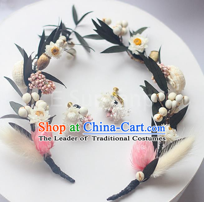 Top Grade Handmade Wedding Bride Hair Accessories Flowers Hairpin Hair Claw, Traditional Princess Baroque Hair Stick Headpiece for Women