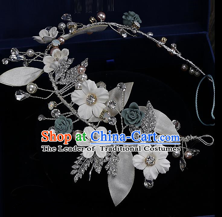 Top Grade Handmade Wedding Bride Hair Accessories Princess Flowers Hair Clasp, Traditional Baroque Hair Clip Headband Headpiece for Women