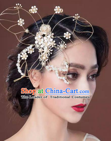 Top Grade Handmade Wedding Bride Hair Accessories Pearl Butterfly Hair Claw, Traditional Princess Baroque Hair Stick Headpiece for Women