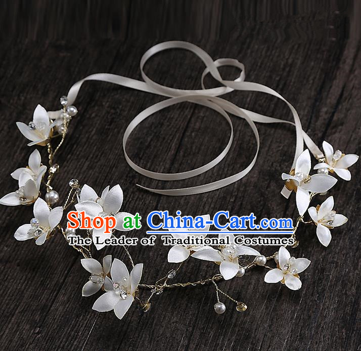 Top Grade Handmade Wedding Hair Accessories Bride Flowers Hair Clasp, Traditional Baroque Princess Headband Headpiece for Women
