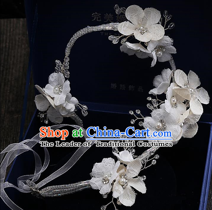Top Grade Handmade Wedding Dragonfly Hair Accessories Bride Flowers Hair Clasp, Traditional Baroque Princess Headband Hair Clip Headpiece for Women