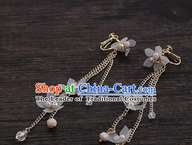 Top Grade Handmade China Wedding Bride Accessories Long Tassel Earrings, Traditional Princess Wedding Ear Stud Jewelry for Women