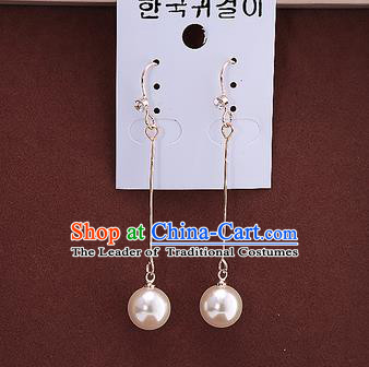Top Grade Handmade China Wedding Bride Accessories Long Tassel Earrings, Traditional Princess Wedding Pearl Eardrop Jewelry for Women