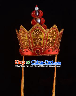 Traditional Chinese Ancient Peking Opera Accessories Monks Hat, Traditional Chinese Beijing Opera Mitre Five Buddha Crown Headwear