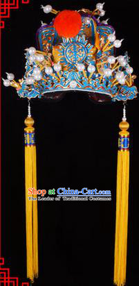 Traditional Chinese Ancient Peking Opera Accessories Emperor Hat, Traditional Chinese Beijing Opera Court King Headwear Nine Dragons Crown