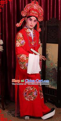 Traditional Chinese Beijing Opera Young Men Wedding Clothing, China Peking Opera Scholar Robe Opera Bridegroom Costumes