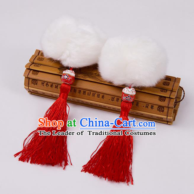 Chinese Ancient Hanfu Hair Accessories Venonat Red Tassel Hairpins, Traditional Chinese Hair Clasp for Women