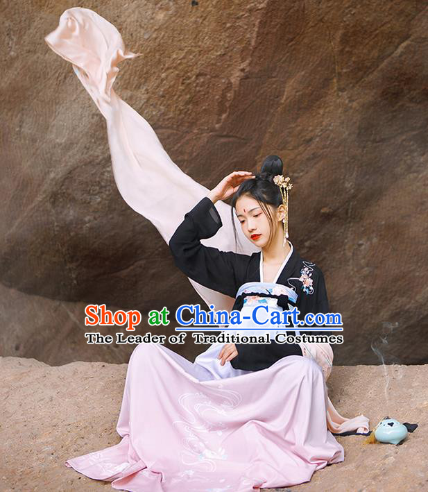 Traditional Chinese Tang Dynasty Palace Princess Costume, Elegant Hanfu Clothing Embroidered Crane Dress, Chinese Ancient Princess Clothing for Women