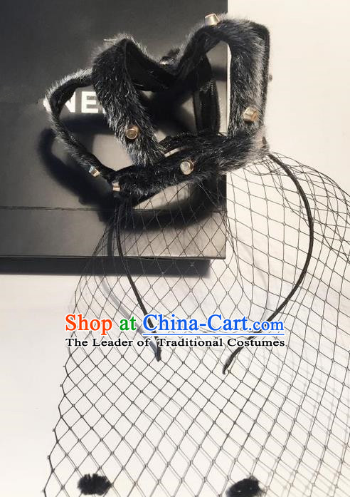 Top Grade Chinese Theatrical Headdress Traditional Ornamental Black Royal Crown, Brazilian Carnival Halloween Occasions Handmade Hair Clasp for Women